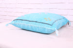 Light Blue Vintage Moroccan pillow 18.8 inches X 18.8 inches