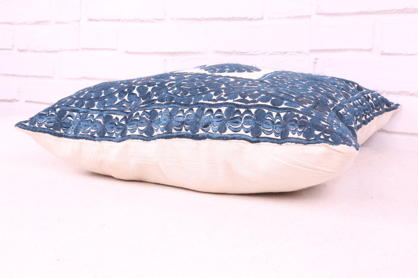 Wonderful Blue and White Moroccan Pillow 16.9 inches X 16.9 inches