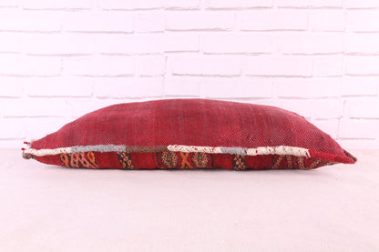 Red Handmade Moroccan Pillow 15.3 inches X 27.1 inches