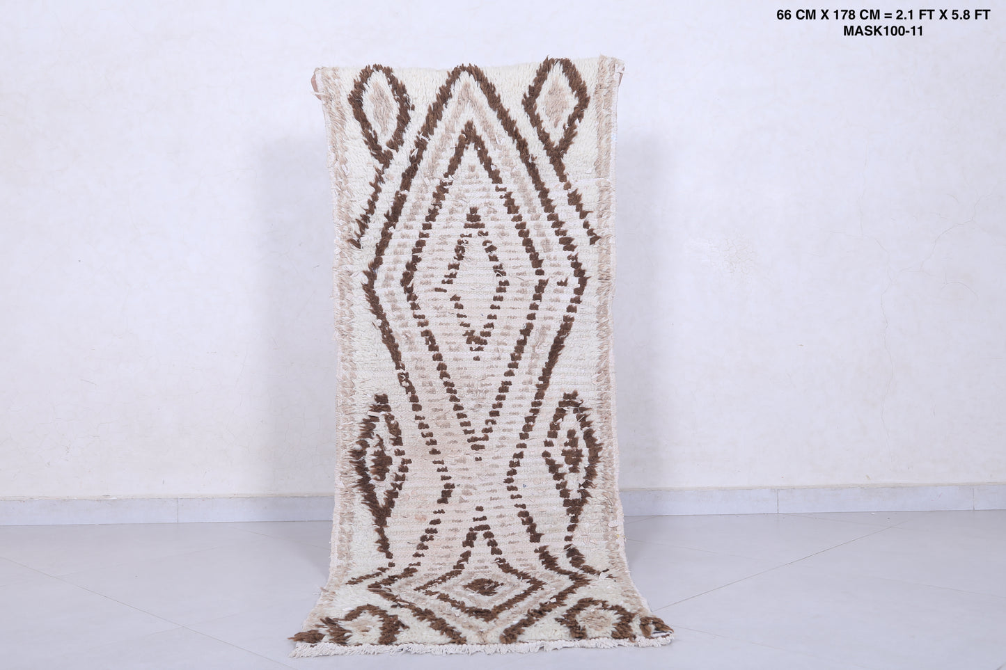 handmade berber rug 2.1 X 5.8 Feet