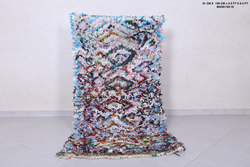 Vibrant Moroccan Berber Rug - 2.9 X 6.5 Feet - Boucherouite Rugs