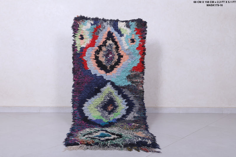 Moroccan berber rug 2.2 X 5.1 Feet - Boucherouite Rugs