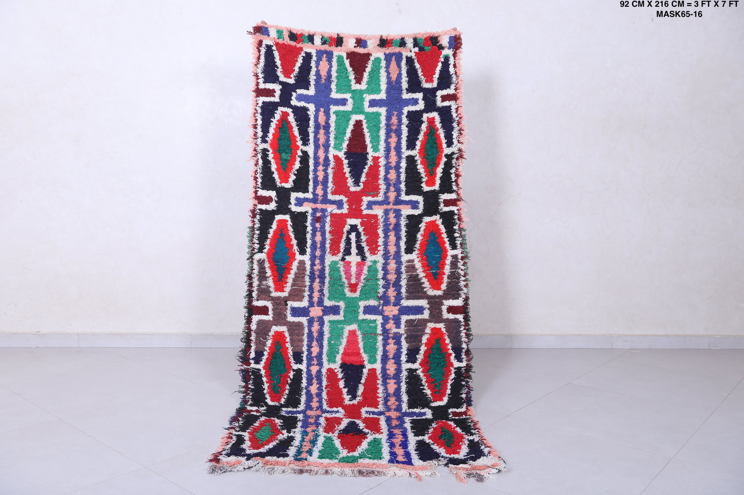Moroccan berber rug 3 X 7 Feet - Boucherouite Rugs