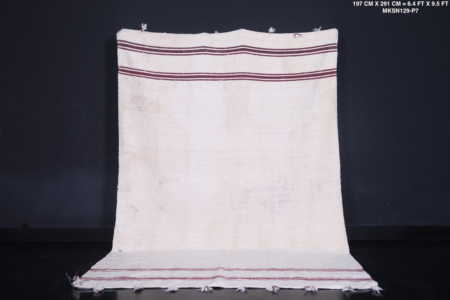 Beige Berber Kilim Carpet 6.4 X 9.5 Feet