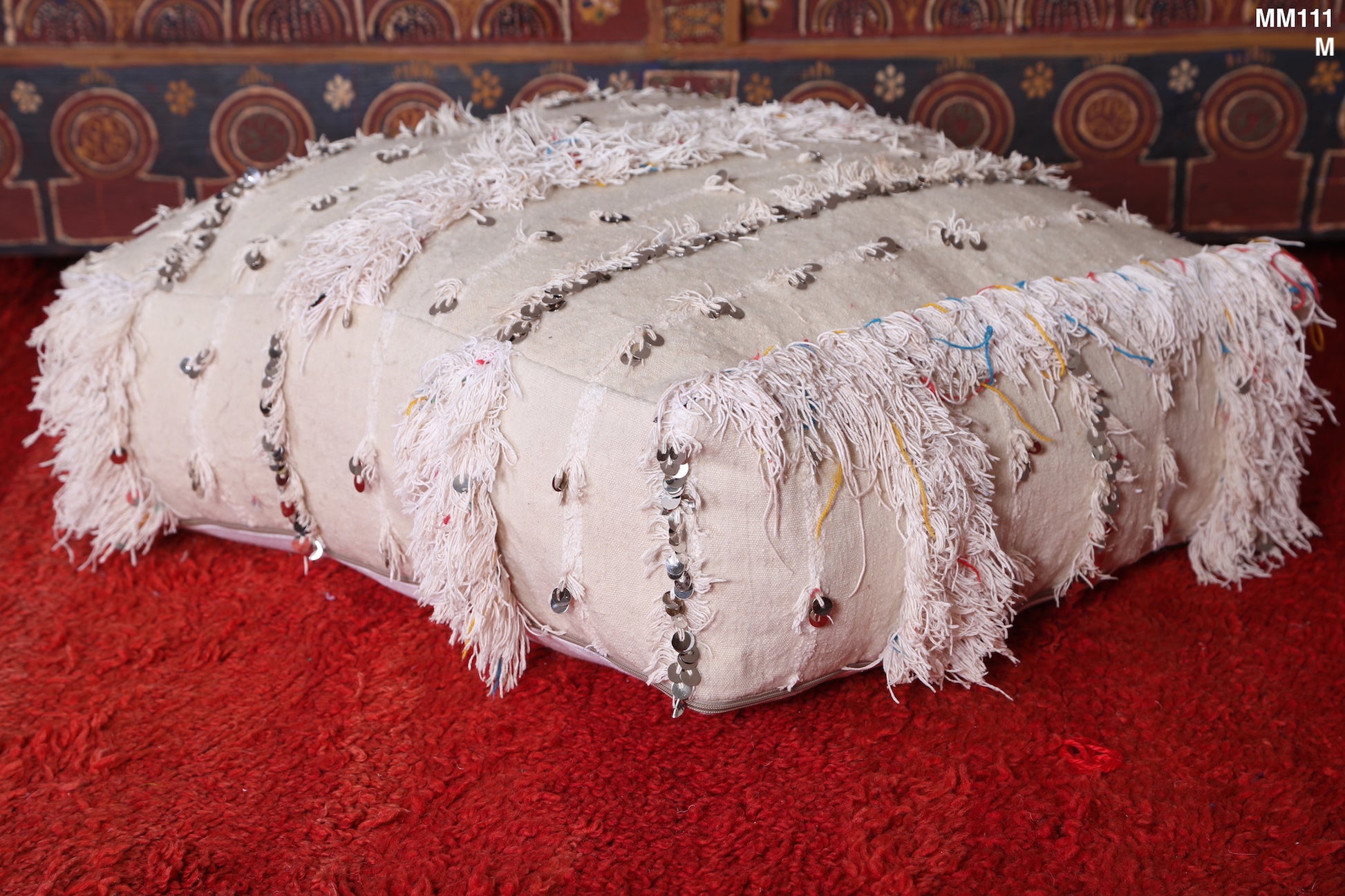Moroccan berber handwoven kilim rug pouf