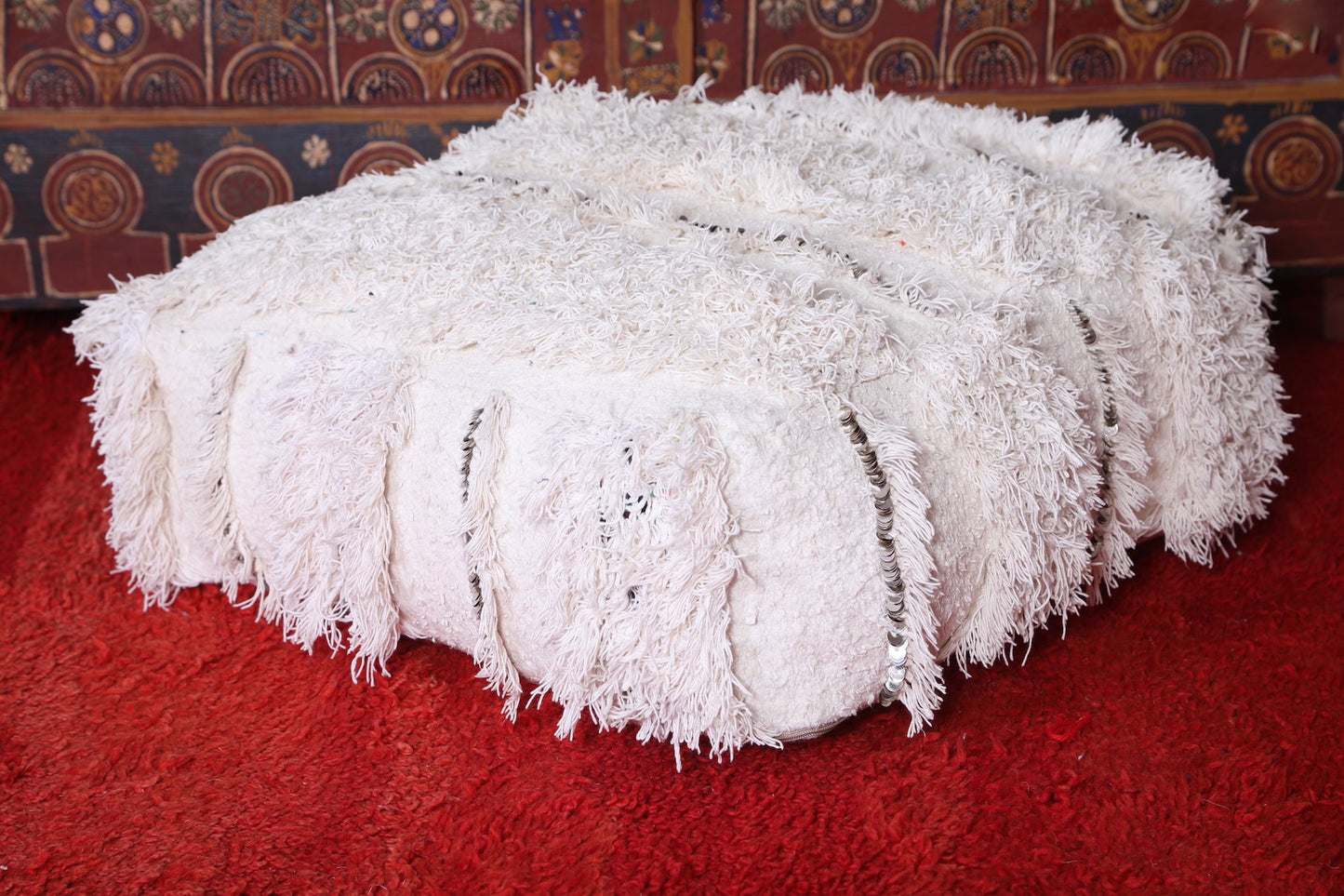 Moroccan handwoven kilim pouf