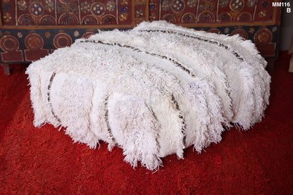 Berber handwoven moroccan rug pouf