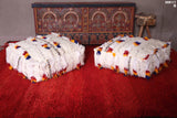 Two Moroccan berber handwoven old kilim poufs