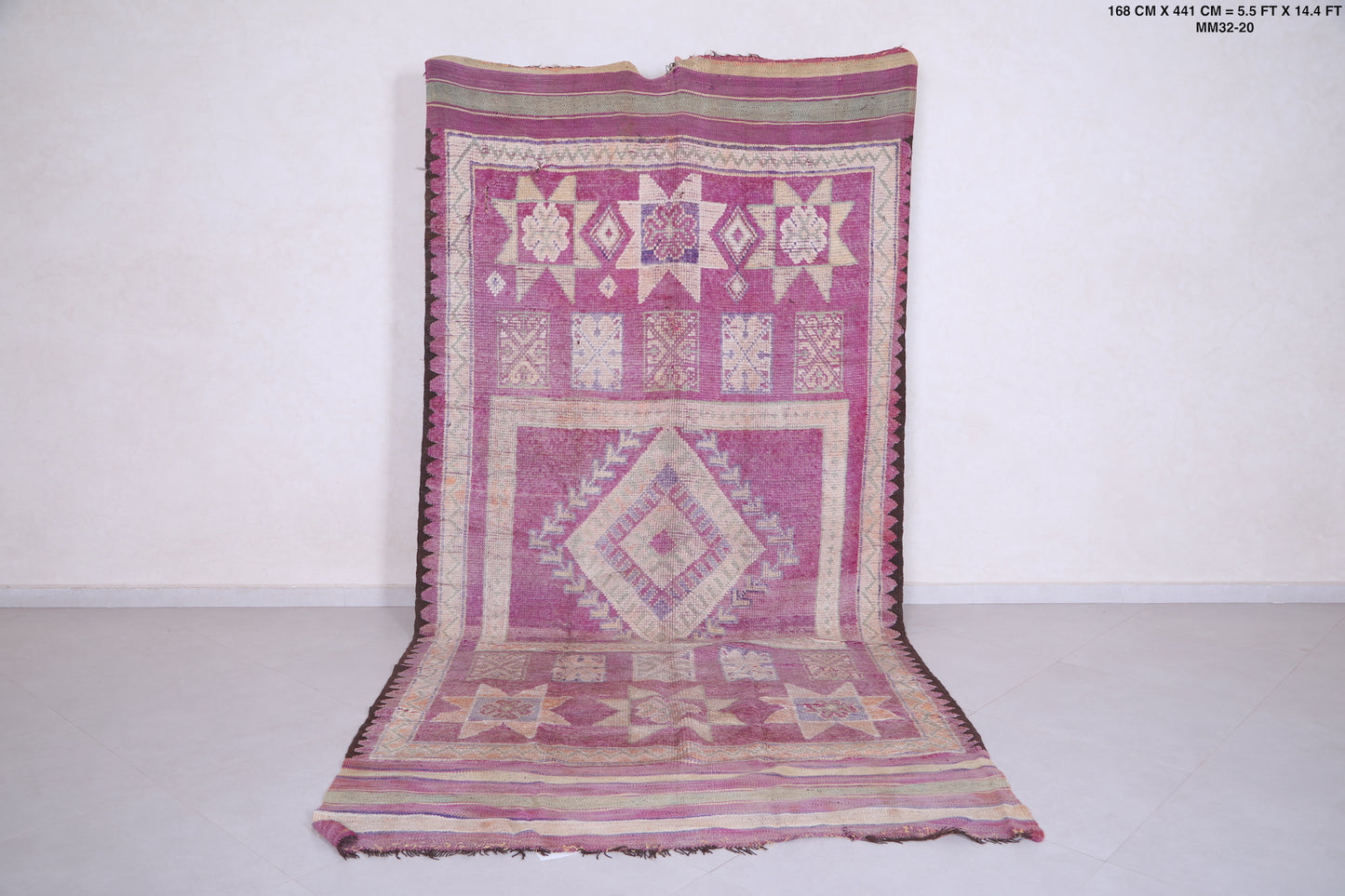 purple moroccan runner rug 5.5 X 14.4 Feet