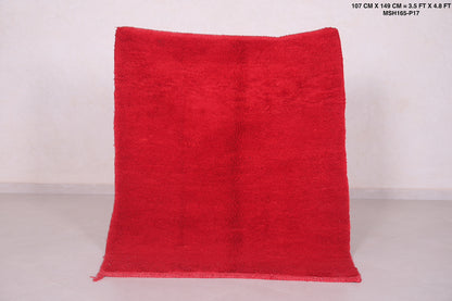 Red Beni Ourain carpet 3.8 X 4.8 Feet