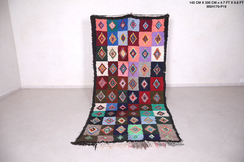 Moroccan Boucherouite Rug - Vibrant Patchwork | 4.7 x 9.8 Feet - Boucherouite rug