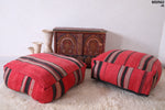Two Moroccan Ottoman Poufs for red seating