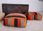 Two Handmade Colorful Moroccan Poufs Ottoman