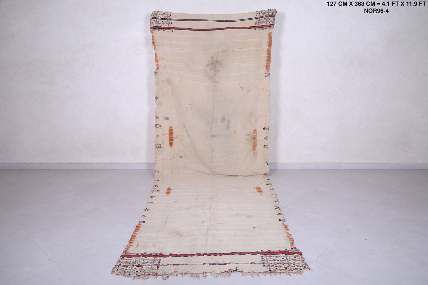 Vintage moroccan handwoven kilim 4.1 FT X 11.9 FT