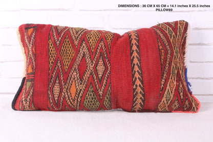 Vintage kilim Moroccan pillow 14.1 inches X 25.5 inches