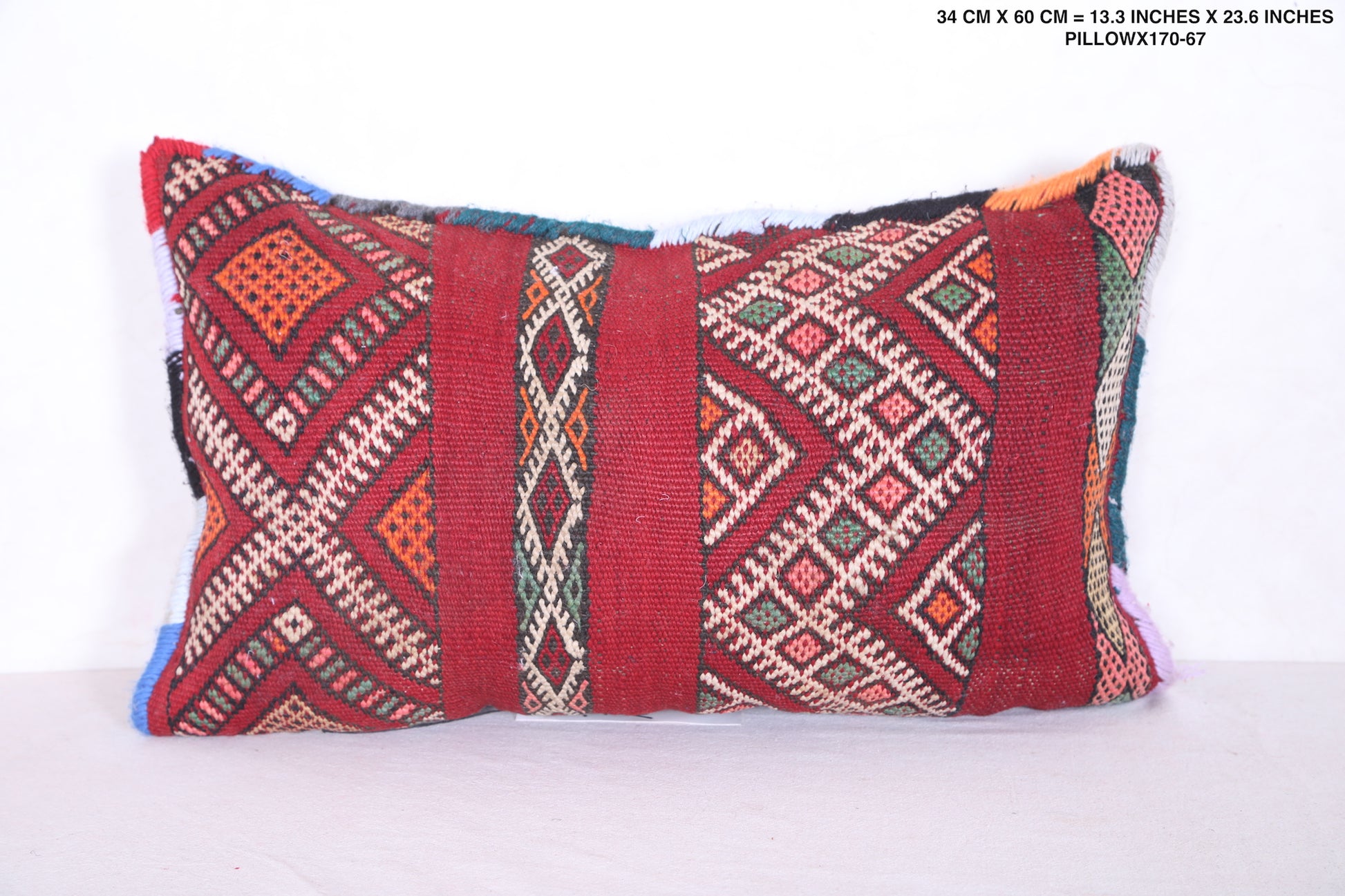 Moroccan handmade kilim pillow 13.3 INCHES X 23.6 INCHES