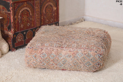 Beige Shaggy handmade Pouf berber Ottoman