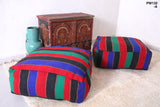 Two Moroccan Kilim berber Poufs in dark colors
