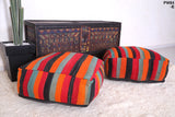 Two Multicolored Ottoman colorful Kilim Poufs