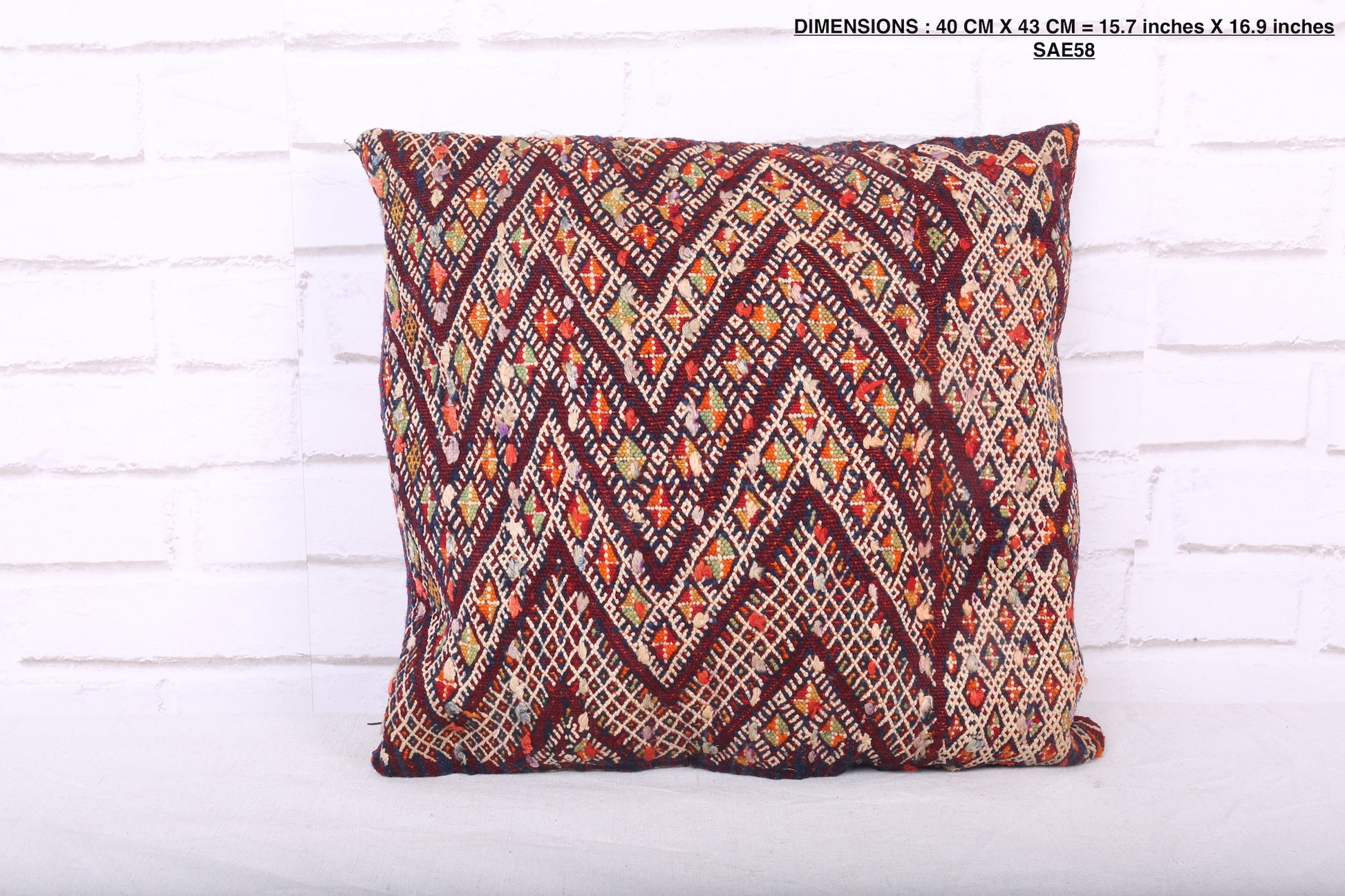 Moroccan vintage pillow 15.7 inches X 16.9 inches