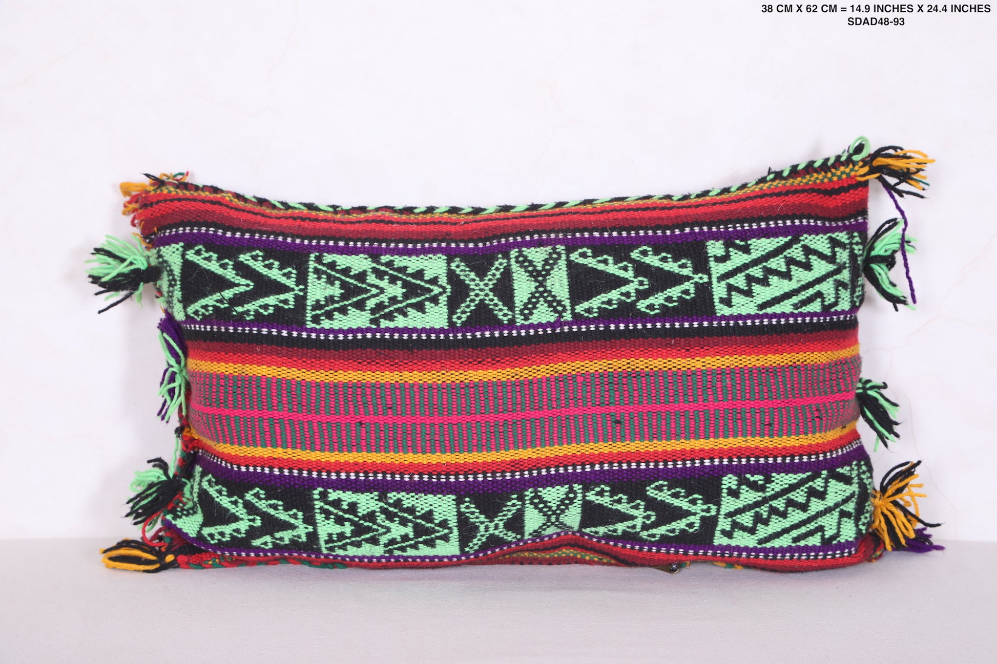 Vintage Moroccan Kilim Pillow 14.9 INCHES X 24.4 INCHES