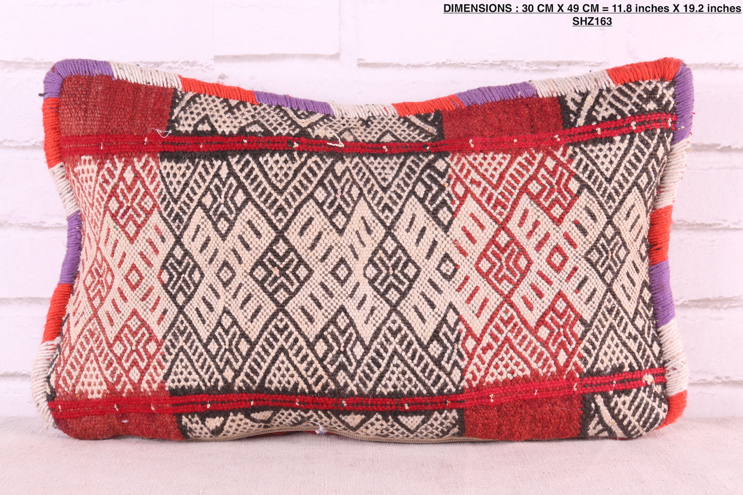 Vintage Moroccan pillow 11.8 inches X 19.2 inches