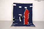 Blue Moroccan Azilal rug 5.6 X 7.9 Feet