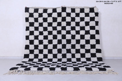 Handmade checkered rug 7.3 X 8 Feet