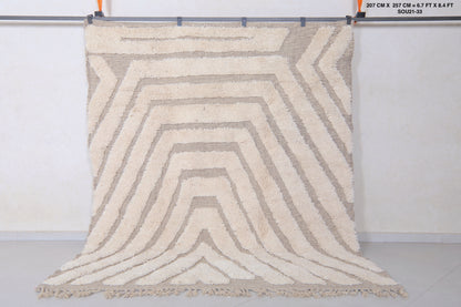 Handmade Beni ourain rug 6.7 x 8.4 Feet - Vintage beige