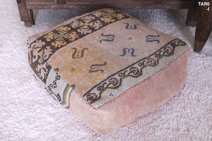 Vintage handmade moroccan azilal rug pouf