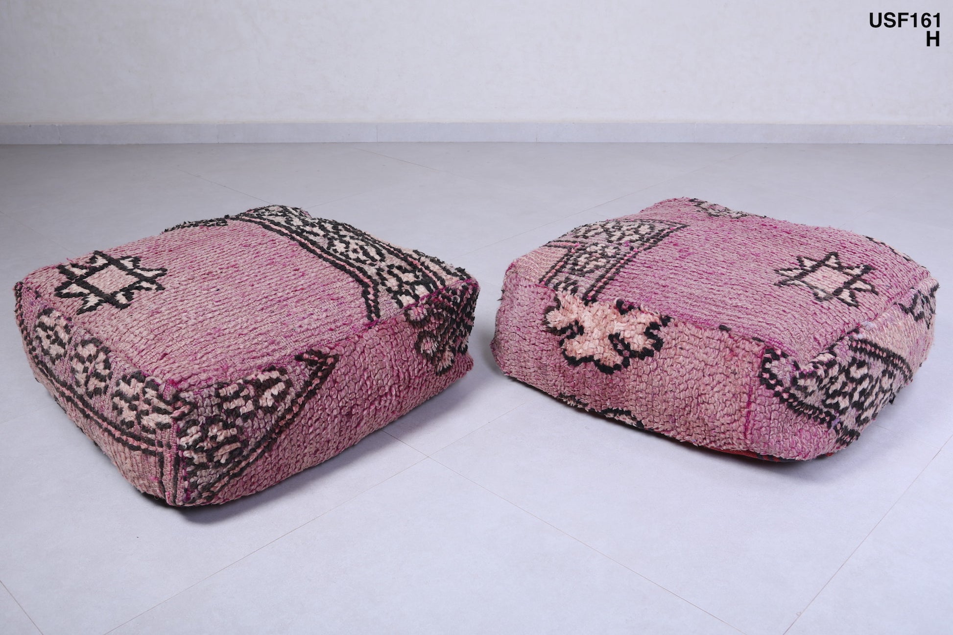 Two moroccan handmade berber rug pouf