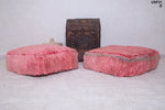 Two pink handmade berber rug pouf