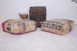Two moroccan vintage azilal berber poufs