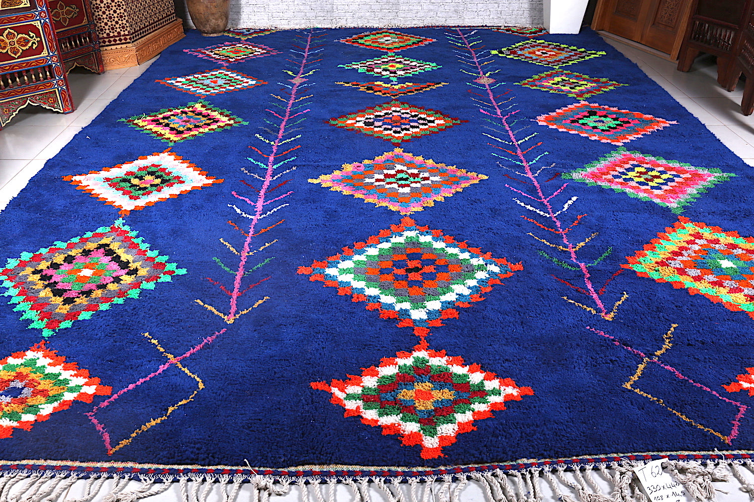 Azilal rug berber handmade - Blue Moroccan Rug - Custom Rug