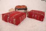 Two Moroccan red Poufs for home decor