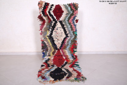 Vintage handmade moroccan runner rug 2.2 FT X 6.4 FT