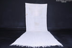 Vintage white moroccan runner rug 4.2 FT X 12.4 FT
