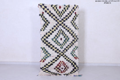 Vintage handmade moroccan berber runner rug 2.7 FT X 5.7 FT
