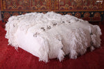 Stunning White Shaggy Ottoman moroccan Pouf