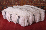 White Moroccan Shaggy Pouf berber Ottoman