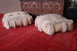 Two berber Poufs Ottoman woven in White
