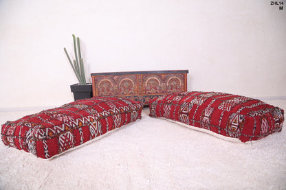 Two Long Moroccan Poufs Ottoman 24” x 24” x 13