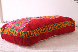 Red Moroccan Ottoman rug Pouf Cushion