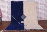 Custom Moroccan rug - Handmade berber rug - Blue and Beige Wool